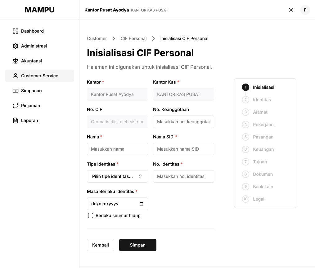 Blank personal CIF initialization