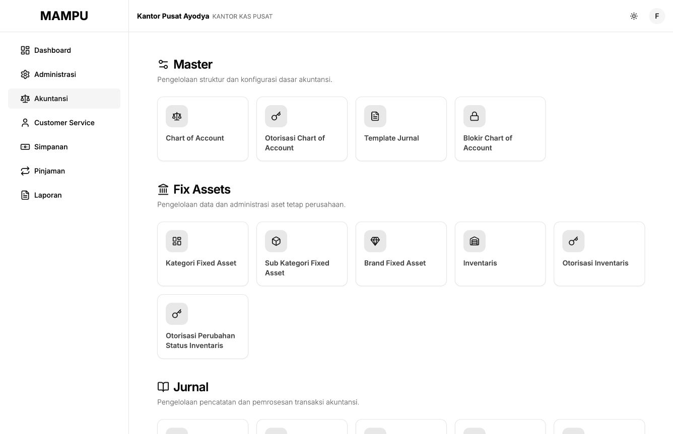 Accounting navigation showing master accounting and fixed-asset functions