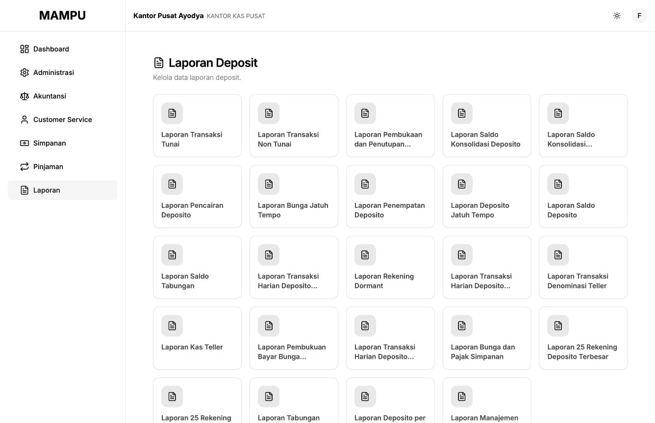 Report catalogue showing the upper report groups